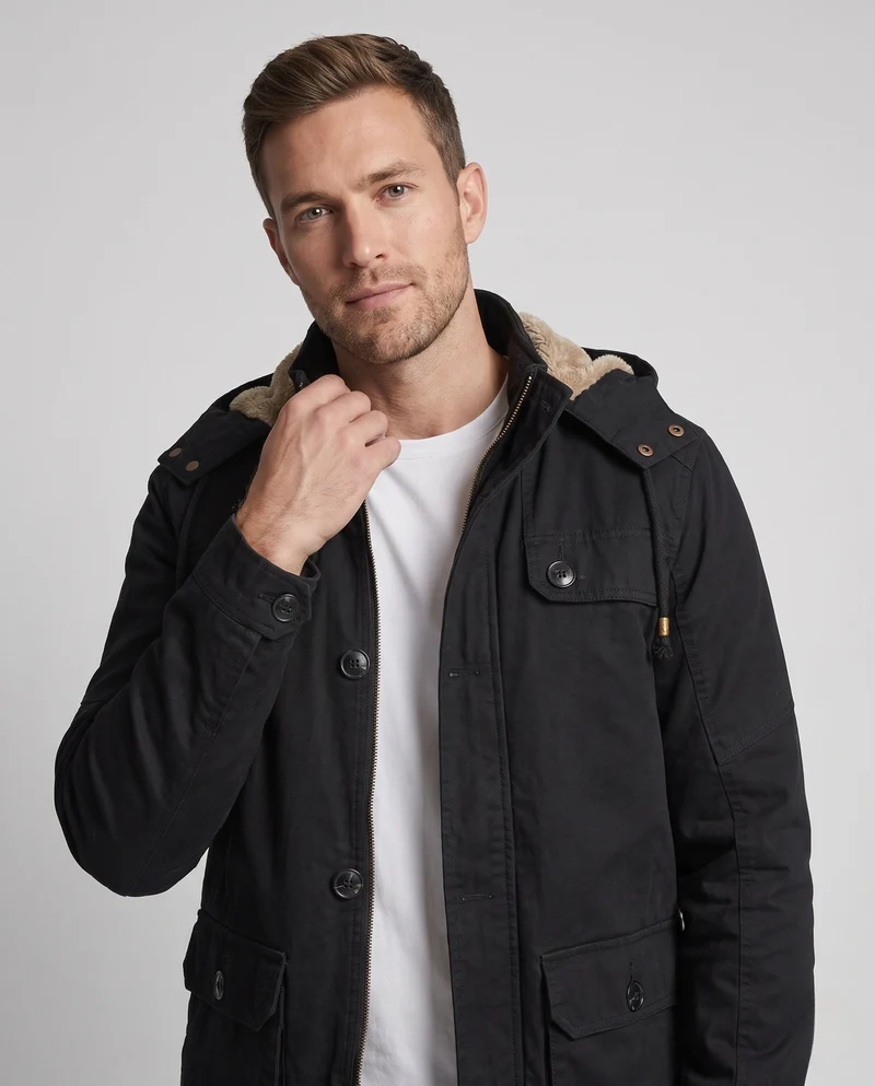 Herren-Feldparka mit Sherpa-Futterkapuze und multifunktionalen Utility-Taschen Drune