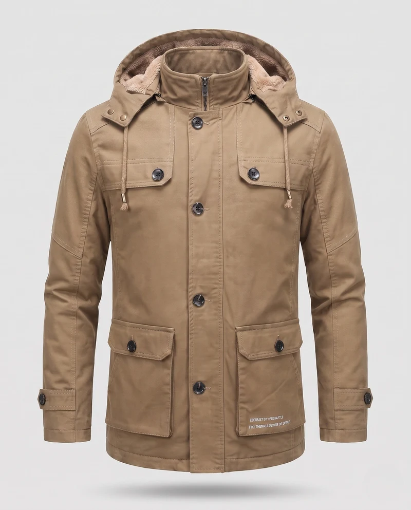 Herren-Feldparka mit Sherpa-Futterkapuze und multifunktionalen Utility-Taschen Drune