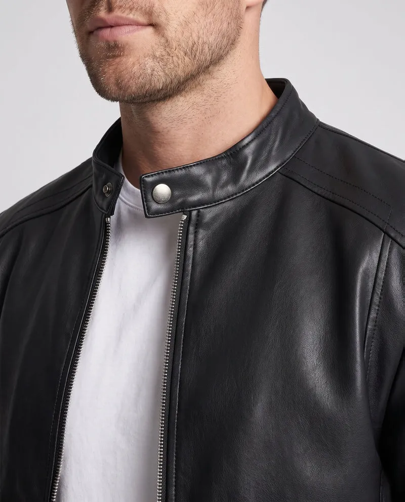 Herren Fitted Kunstlederjacke mit Stehkragen und thermischer Fütterung Drune