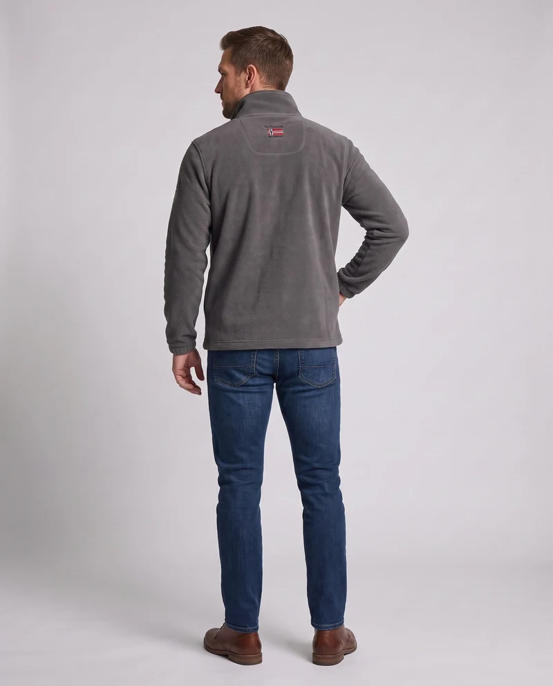 Herren Fleecejacke mit ganzflächigem Teddyfutter, hohem Kragen und Reißverschlusstaschen Drune