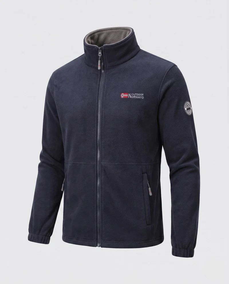 Herren Fleecejacke mit ganzflächigem Teddyfutter, hohem Kragen und Reißverschlusstaschen Drune