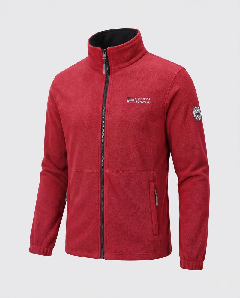 Herren Fleecejacke mit ganzflächigem Teddyfutter, hohem Kragen und Reißverschlusstaschen Drune