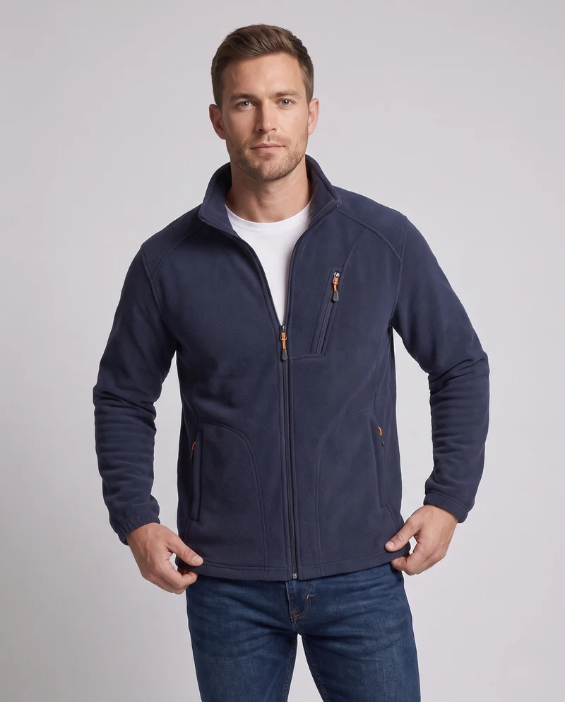 Herren-Fleecejacke mit wärmendem Innenfutter, Stehkragen und Reißverschlusstaschen Drune