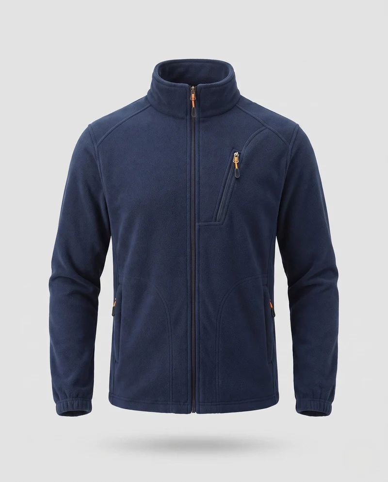 Herren-Fleecejacke mit wärmendem Innenfutter, Stehkragen und Reißverschlusstaschen Drune