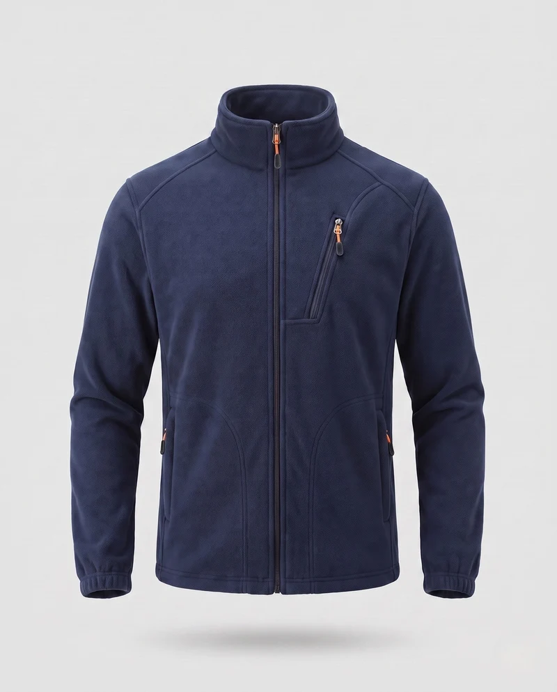 Herren-Fleecejacke mit wärmendem Innenfutter, Stehkragen und Reißverschlusstaschen Drune