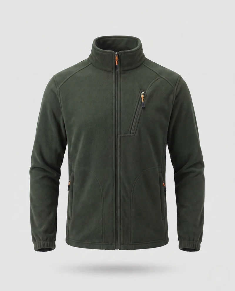 Herren-Fleecejacke mit wärmendem Innenfutter, Stehkragen und Reißverschlusstaschen Drune