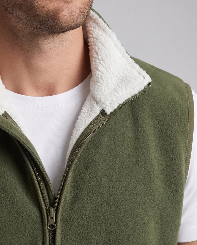 Herren Fleece-Weste mit hohem Stehkragen, durchgehendem Reißverschluss und Seitentaschen Drune