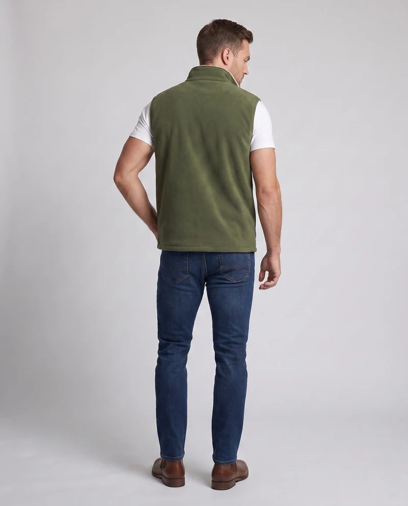 Herren Fleece-Weste mit hohem Stehkragen, durchgehendem Reißverschluss und Seitentaschen Drune