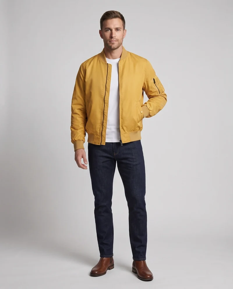 Herren Pilot Style Flug-Bomberjacke mit Armfach und Rippbündchen Drune