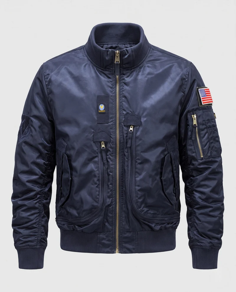 Herren Utility Style Bomberjacke mit Sleeve Organizer und Reißverschlusstaschen Drune
