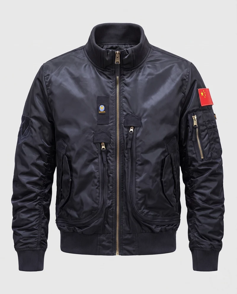 Herren Utility Style Bomberjacke mit Sleeve Organizer und Reißverschlusstaschen Drune