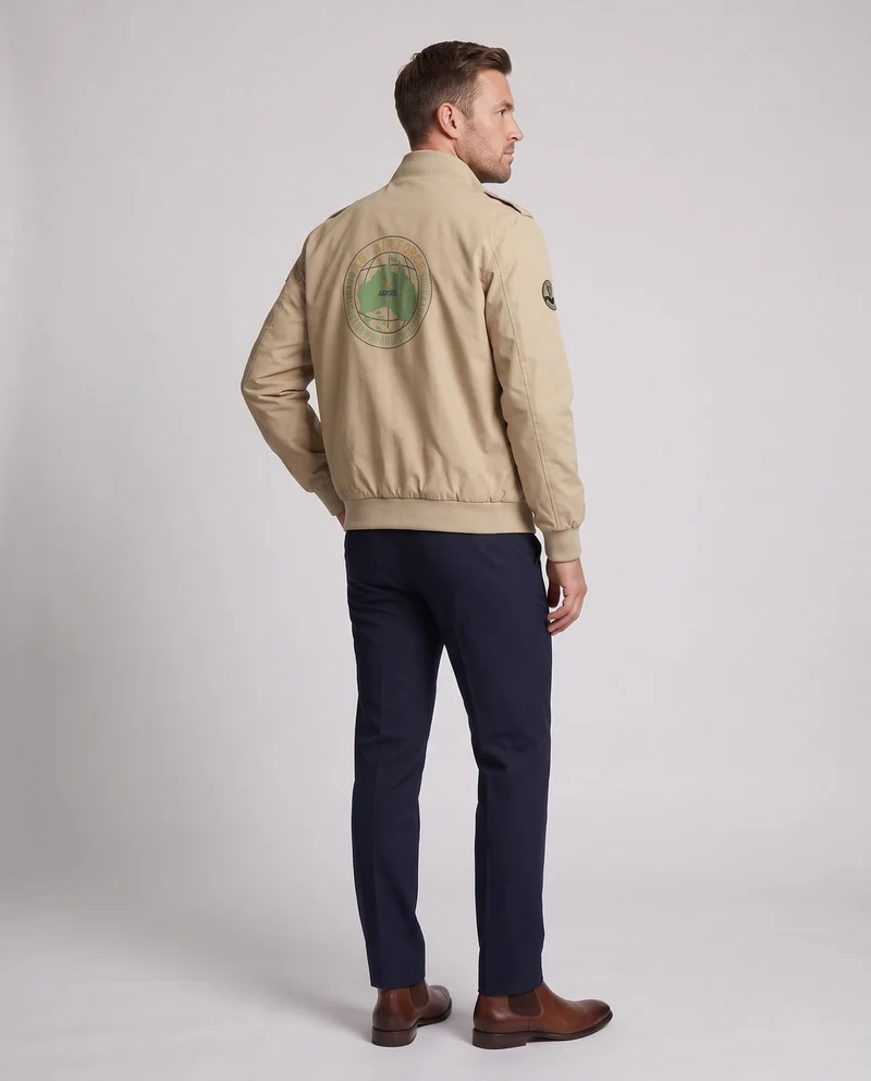 Herren Pilotenjacke im Flight-Stil mit vollem Teddyfutter und Abzeichenapplikationen Drune
