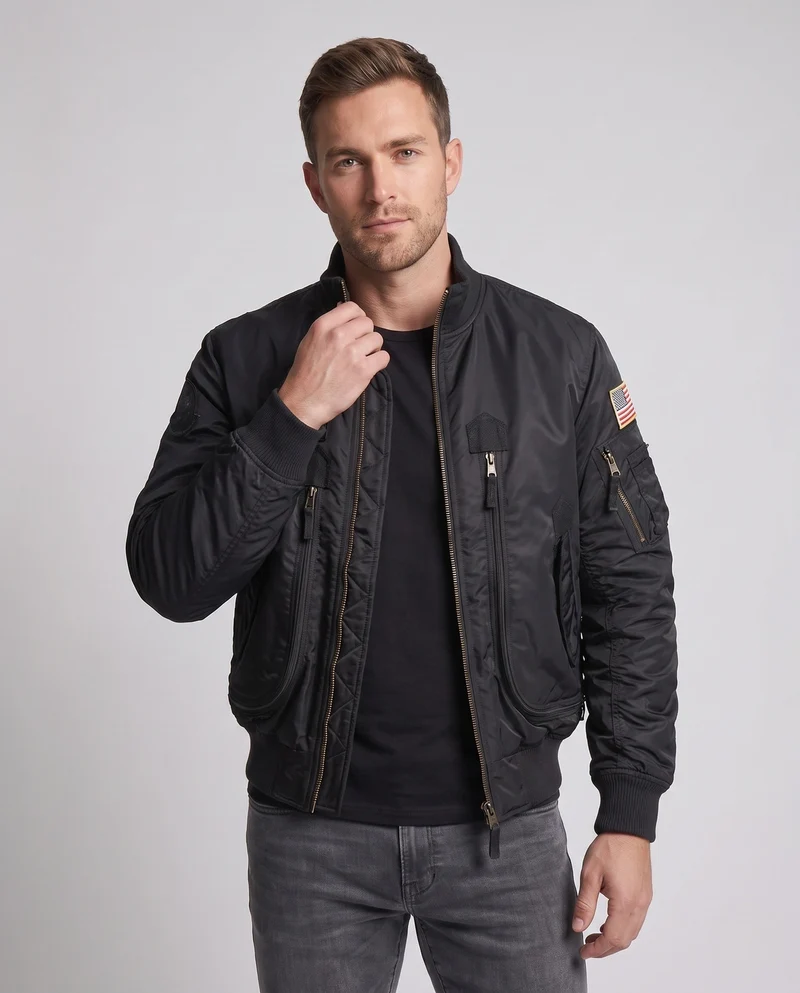 Herren-Pilotjacke im Utility-Look mit Taschenärmel und Patches Drune