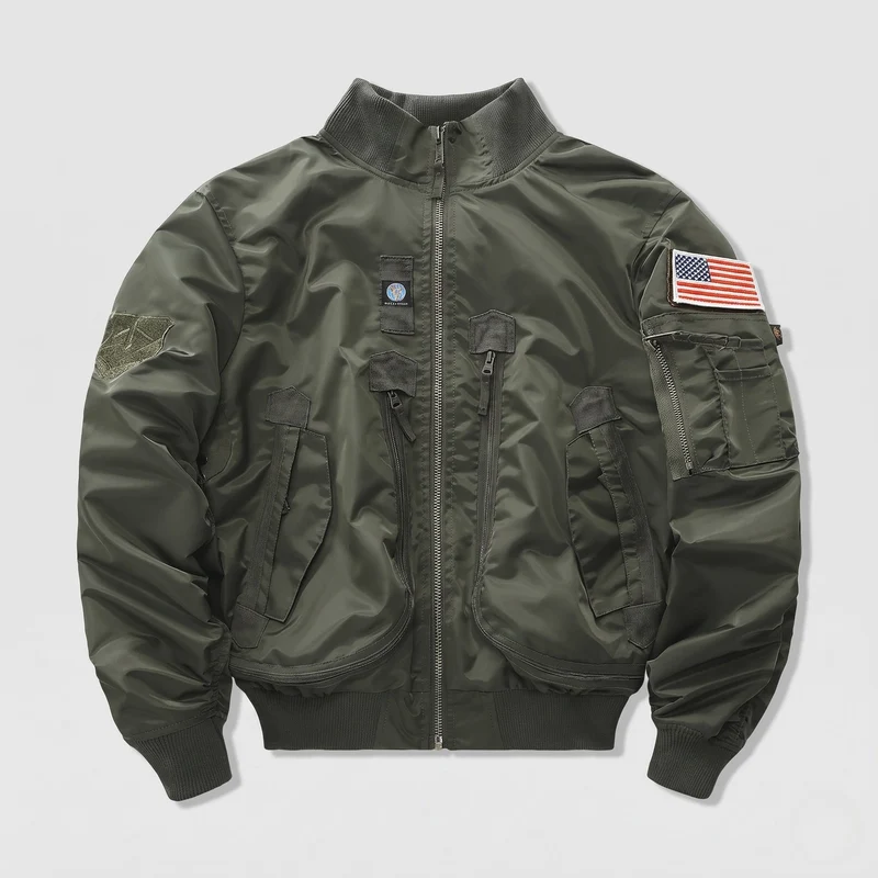 Herren-Pilotjacke im Utility-Look mit Taschenärmel und Patches Drune