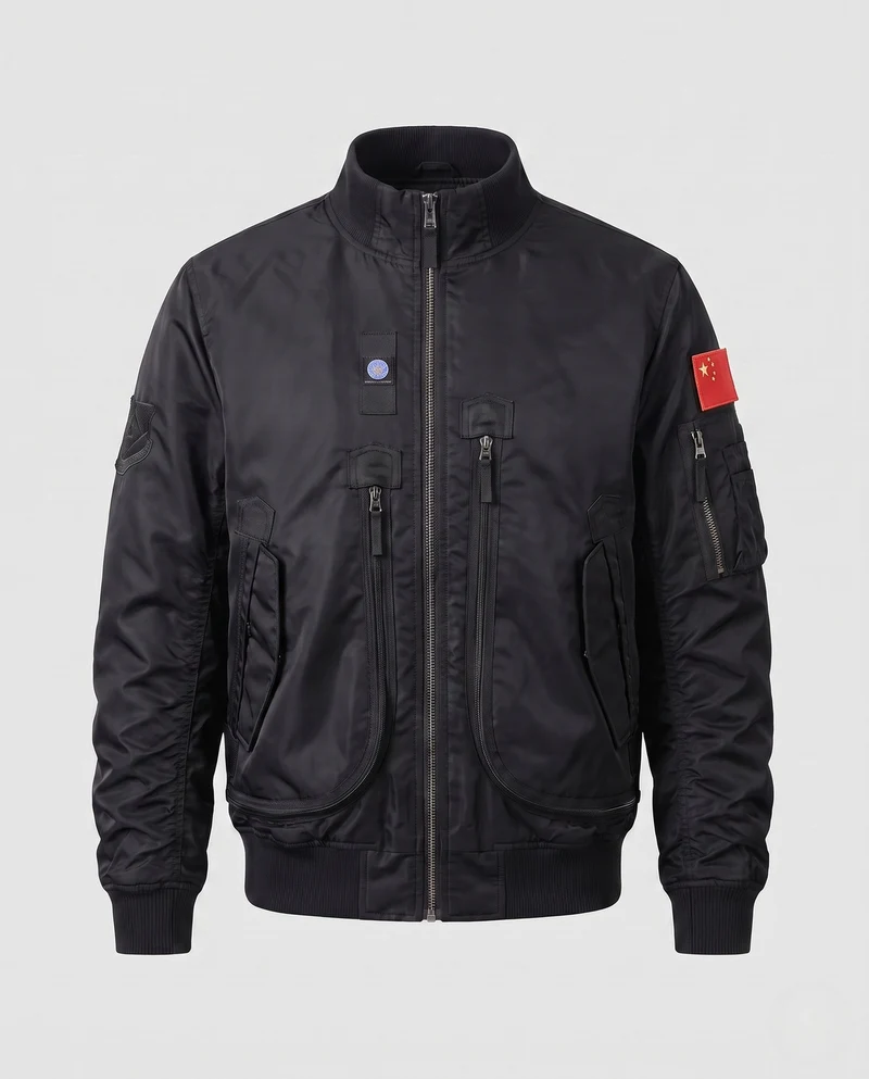 Herren-Pilotjacke im Utility-Look mit Taschenärmel und Patches Drune