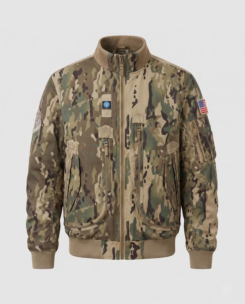 Herren-Pilotjacke im Utility-Look mit Taschenärmel und Patches Drune