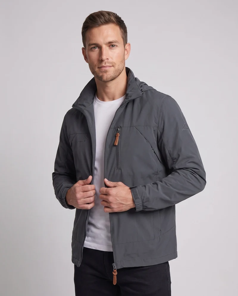 Herren Freizeit Softshell Jacke mit verstellbarer Kapuze, Brustreißverschluss und Klettverschluss-Manschetten Drune