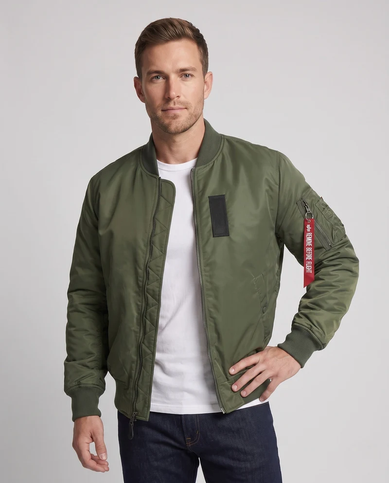Herren gepolsterte Bomberjacke mit Camouflage-Futter und Fliegerstil-Armtasche Drune