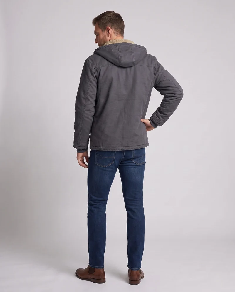 Männer gefütterter Canvas-Hoodie mit vollständiger Sherpa-Fütterung und Kordelzug Drune