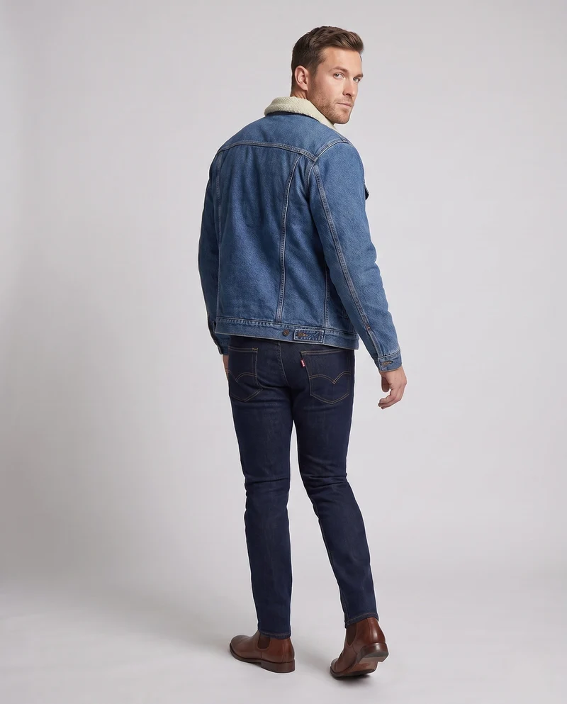 Männer gefütterte Jeansjacke mit Sherpa-Futter und Hemdkragen Drune