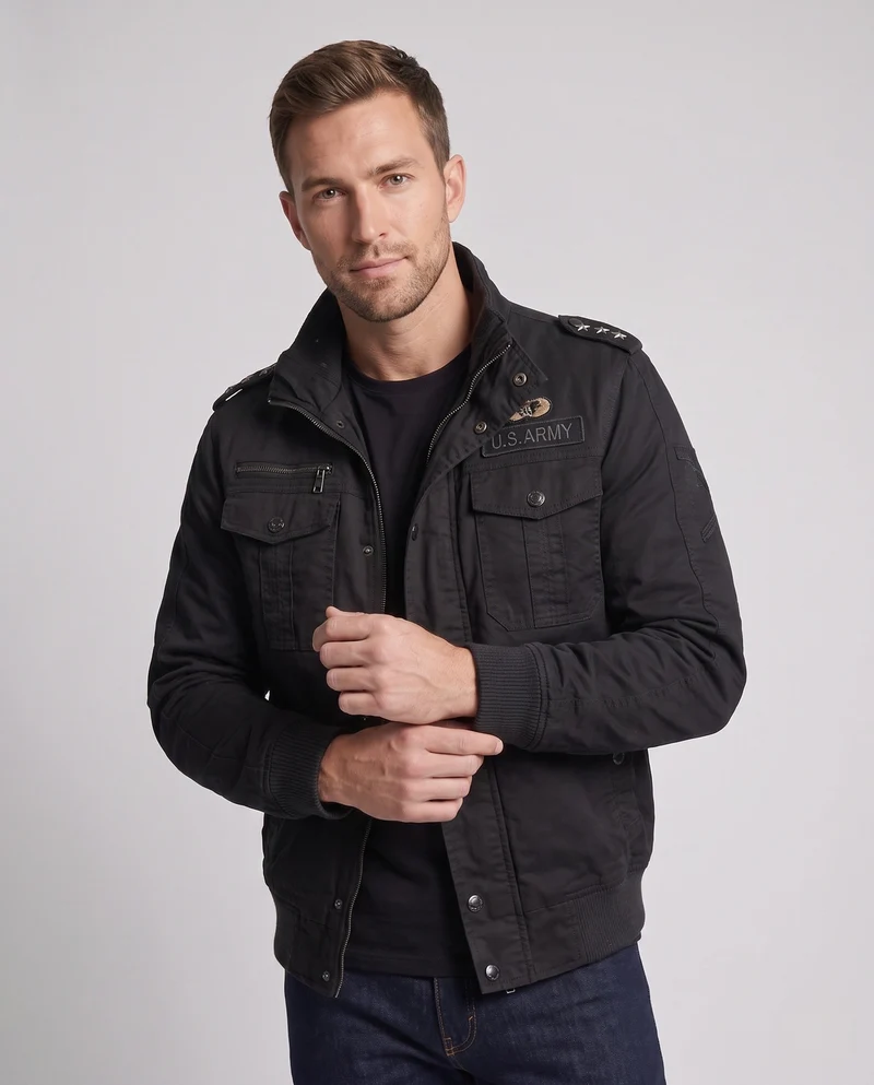 Herren isolierte Feld-Bomberjacke mit Teddy-Fleece-Futter und Patten-Taschen Drune