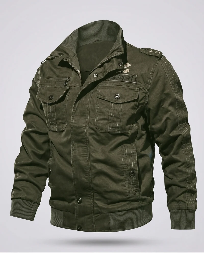 Herren isolierte Feld-Bomberjacke mit Teddy-Fleece-Futter und Patten-Taschen Drune