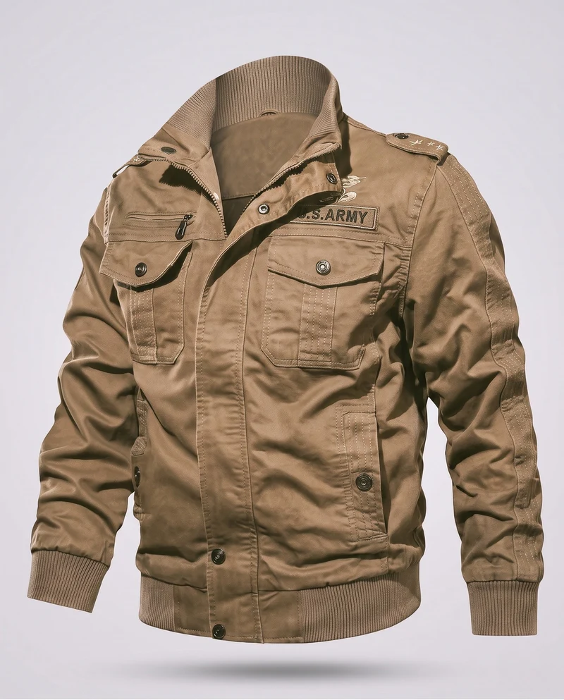 Herren isolierte Feld-Bomberjacke mit Teddy-Fleece-Futter und Patten-Taschen Drune