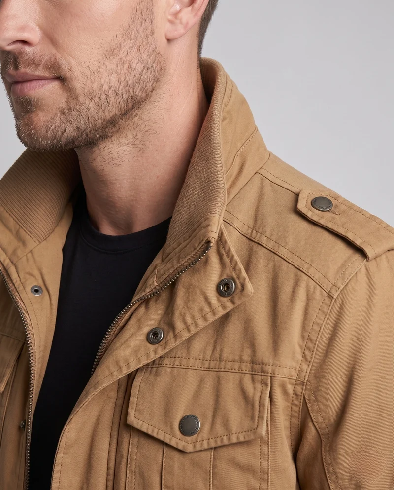 Herren gepolsterte Feldjacke im Pilotstil mit Sherpa-Futter und Stehkragen Drune