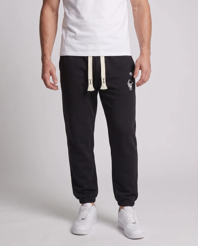 Herren Fleece Jogginghose mit Futter, Kordelzug, elastischen Bündchen und Astronauten Druck Drune