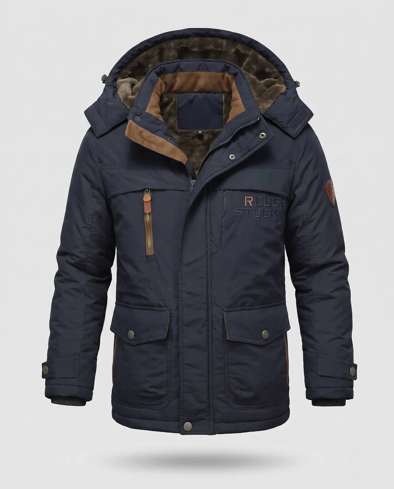 Herren gepolsterte Canvas-Feldparka mit Kapuze, Thermo-Isolation und multifunktionalen Taschen Drune