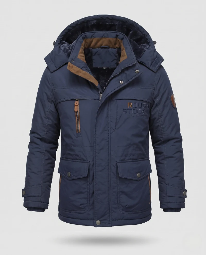 Herren gepolsterte Canvas-Feldparka mit Kapuze, Thermo-Isolation und multifunktionalen Taschen Drune