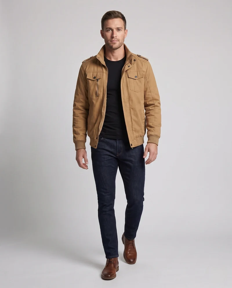 Herren gepolsterte Canvas Flugjacke Drune