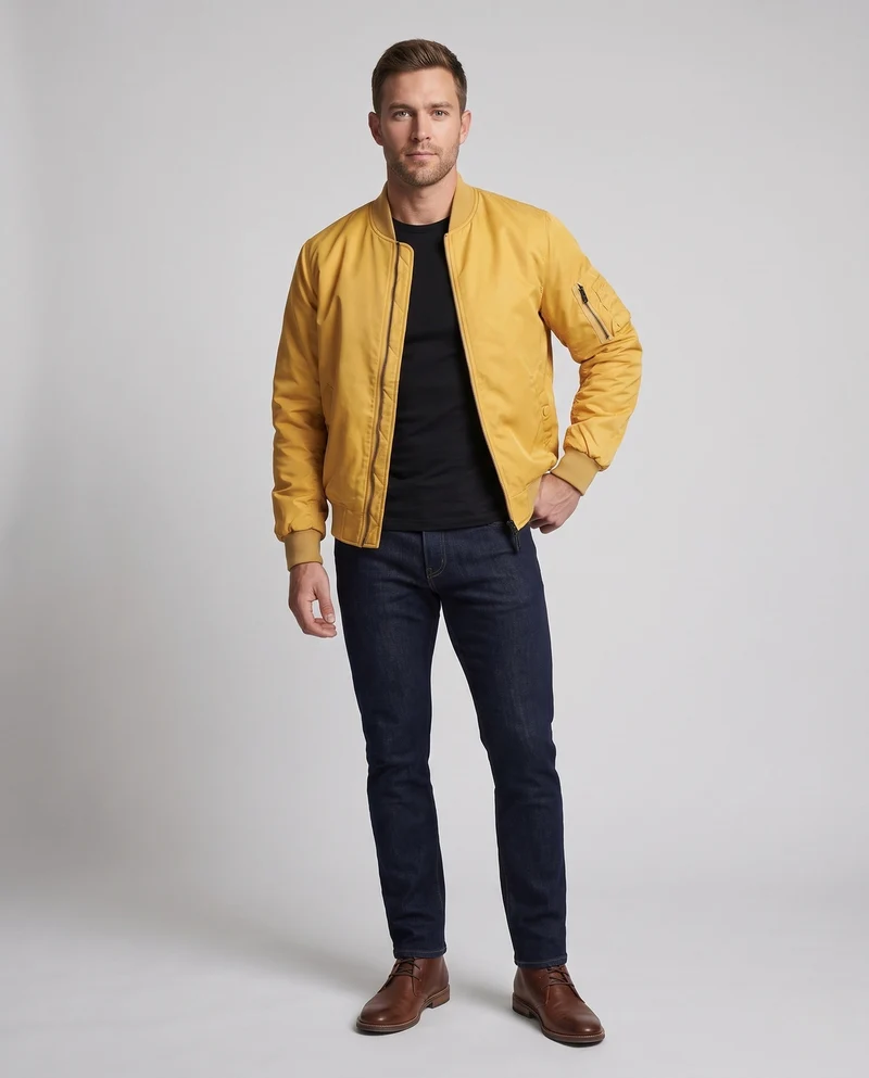 Herren gepolsterte Bomberjacke im Aviator-Stil mit Sleeve Utility Pocket und gepolstertem Thermofutter Drune