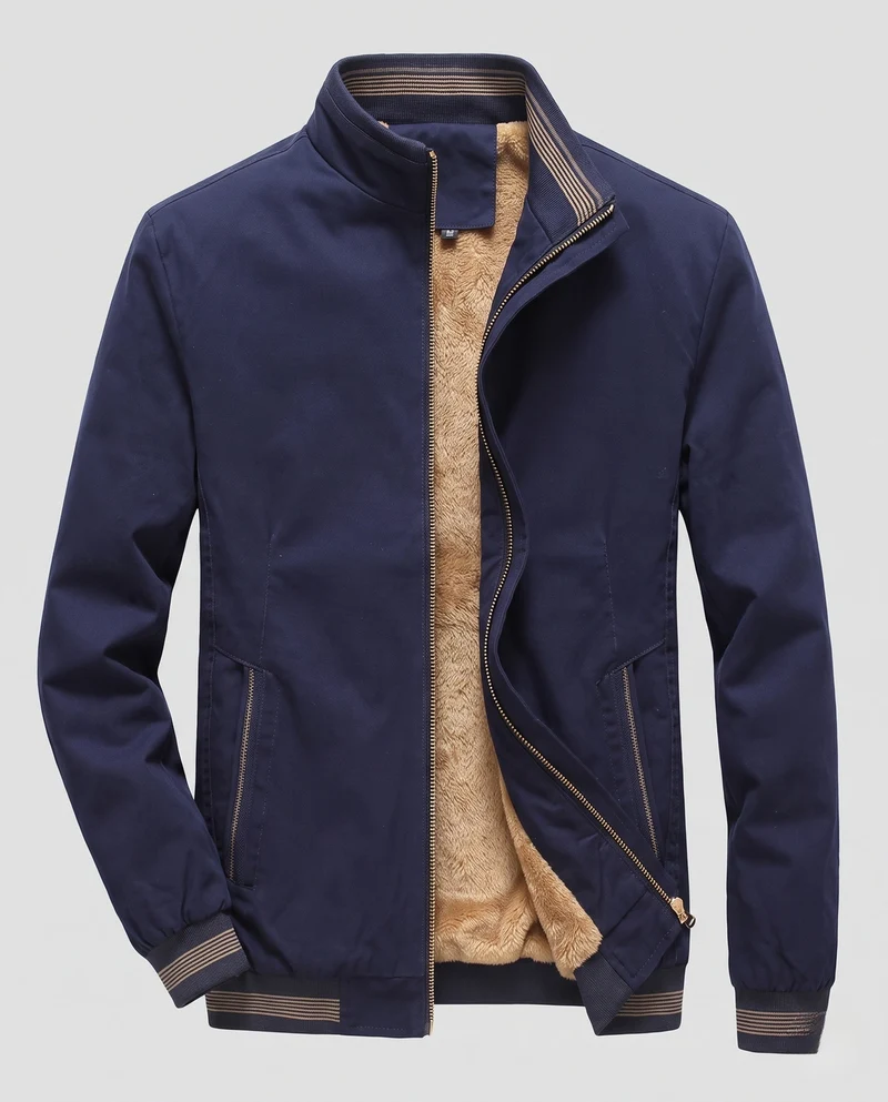 Herren gepolsterte Bomberjacke mit warmem Teddy-Futter und elastischen Rippbündchen Drune
