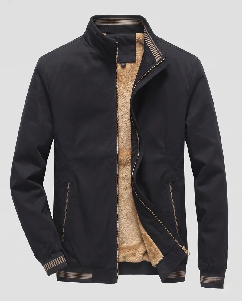 Herren gepolsterte Bomberjacke mit warmem Teddy-Futter und elastischen Rippbündchen Drune