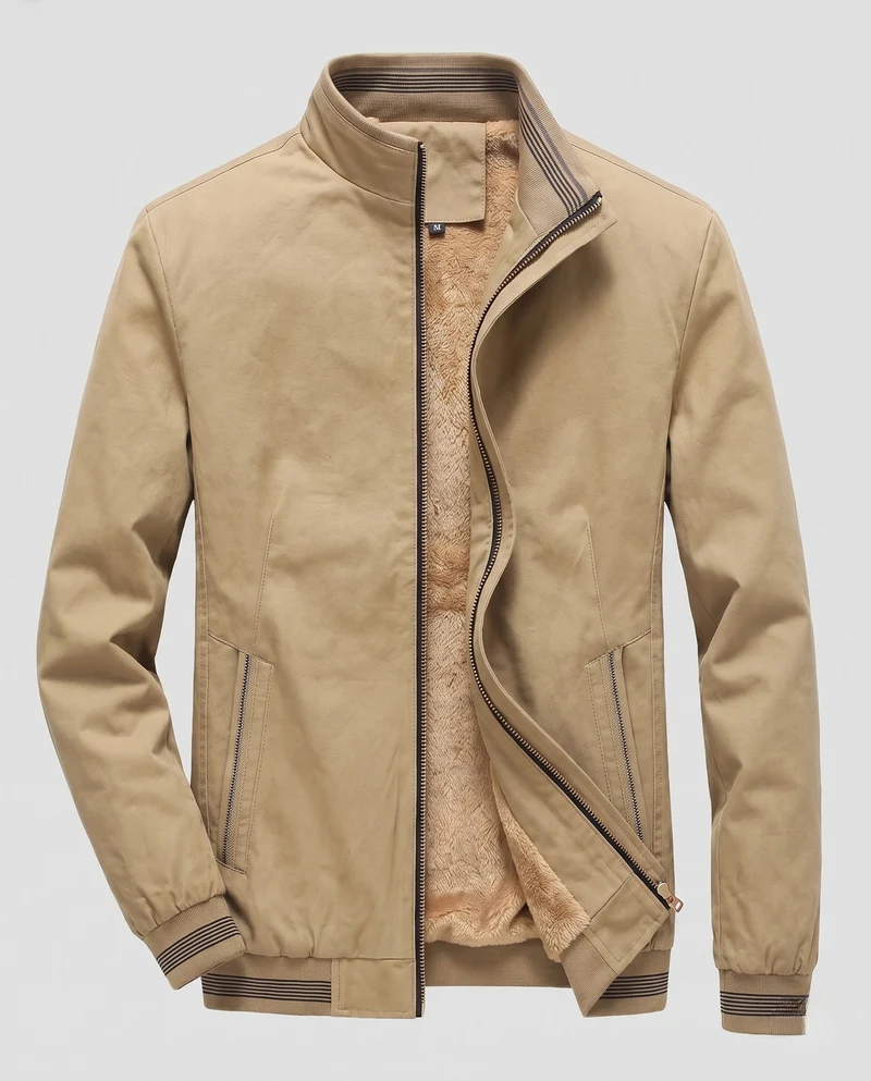 Herren gepolsterte Bomberjacke mit warmem Teddy-Futter und elastischen Rippbündchen Drune