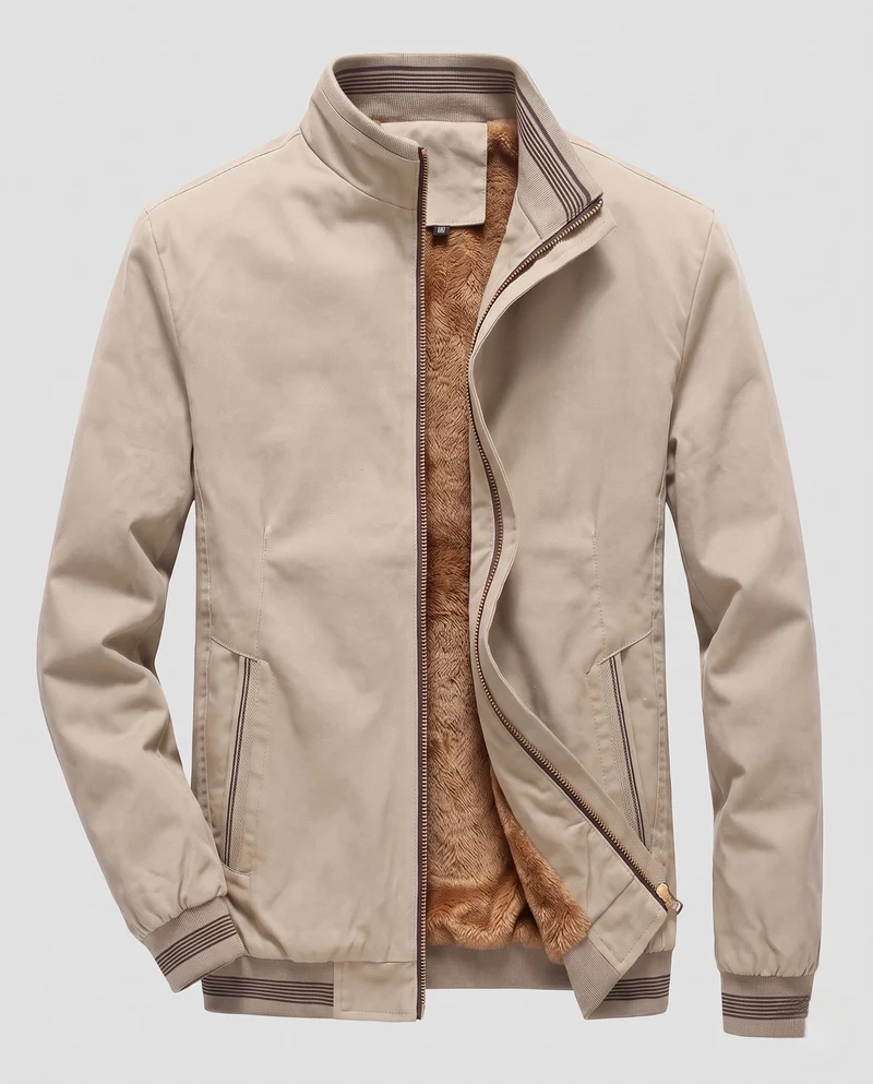 Herren gepolsterte Bomberjacke mit warmem Teddy-Futter und elastischen Rippbündchen Drune