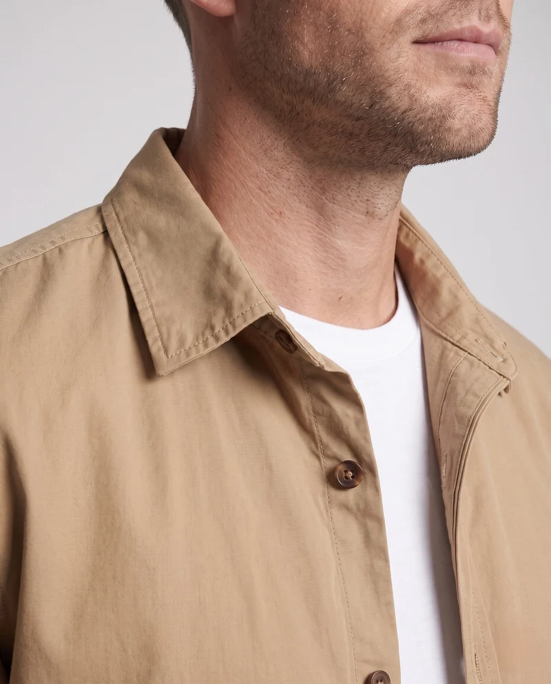 Herrenhemdjacke-Blouson aus Baumwollmischung mit Taillennaht und leichter Canvasstruktur Drune