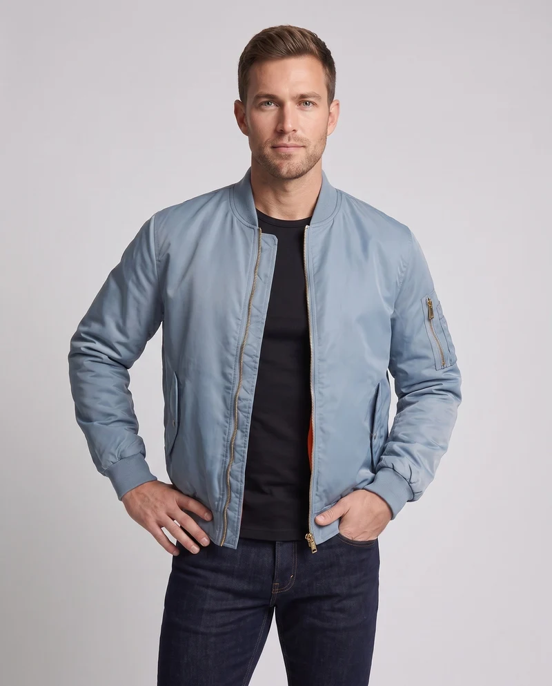 Herren glänzender Nylon-Bomber mit gestepptem thermischem Futter Drune