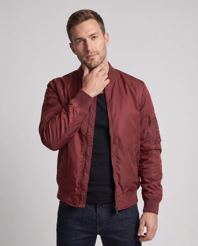 Herren isolierte Nylon Bomberjacke mit Utility-Tasche am Ärmel und gerippten Bündchen Drune