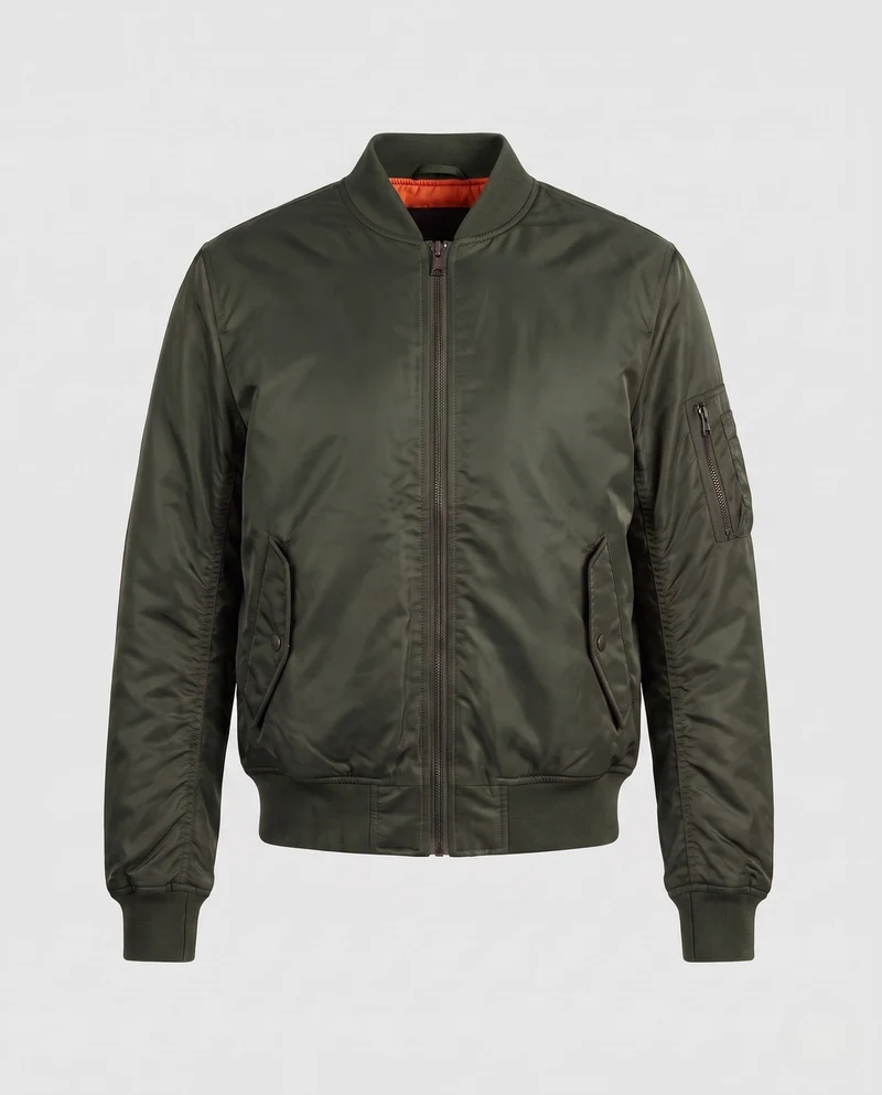 Herren isolierte Nylon Bomberjacke mit Utility-Tasche am Ärmel und gerippten Bündchen Drune