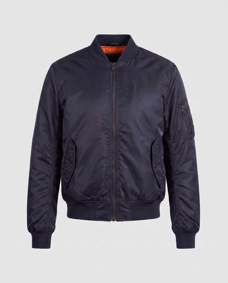 Herren isolierte Nylon Bomberjacke mit Utility-Tasche am Ärmel und gerippten Bündchen Drune