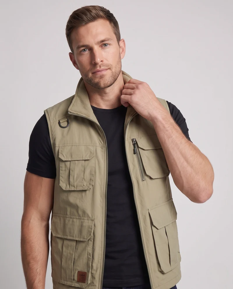 Herren isolierte Utility-Weste mit warmem Fleece-Futter und multifunktionalen Taschen Drune