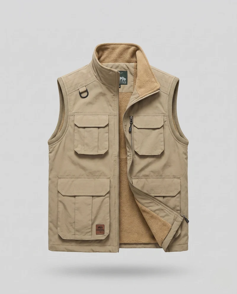 Herren isolierte Utility-Weste mit warmem Fleece-Futter und multifunktionalen Taschen Drune