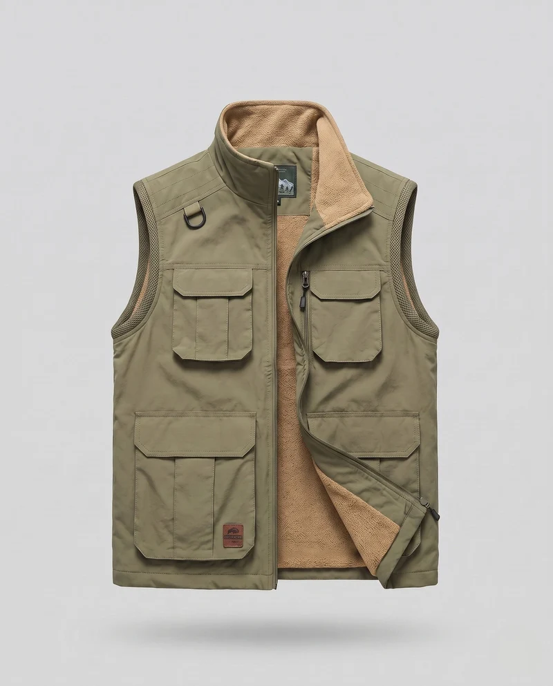 Herren isolierte Utility-Weste mit warmem Fleece-Futter und multifunktionalen Taschen Drune