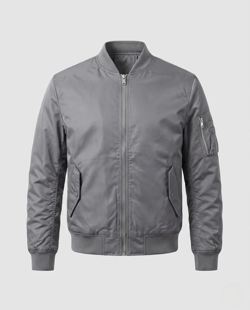 Herren isolierte MA-1 Bomber im Utility-Look mit Armtasche und geripptem Saum Drune