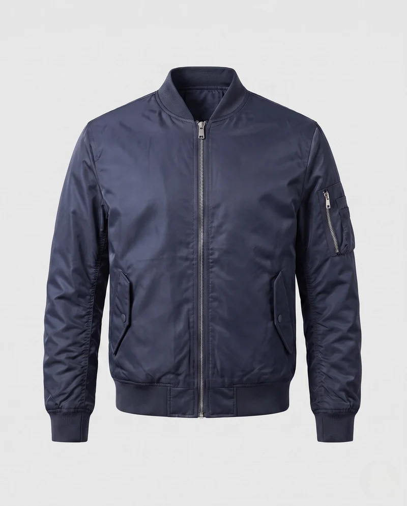 Herren isolierte MA-1 Bomber im Utility-Look mit Armtasche und geripptem Saum Drune