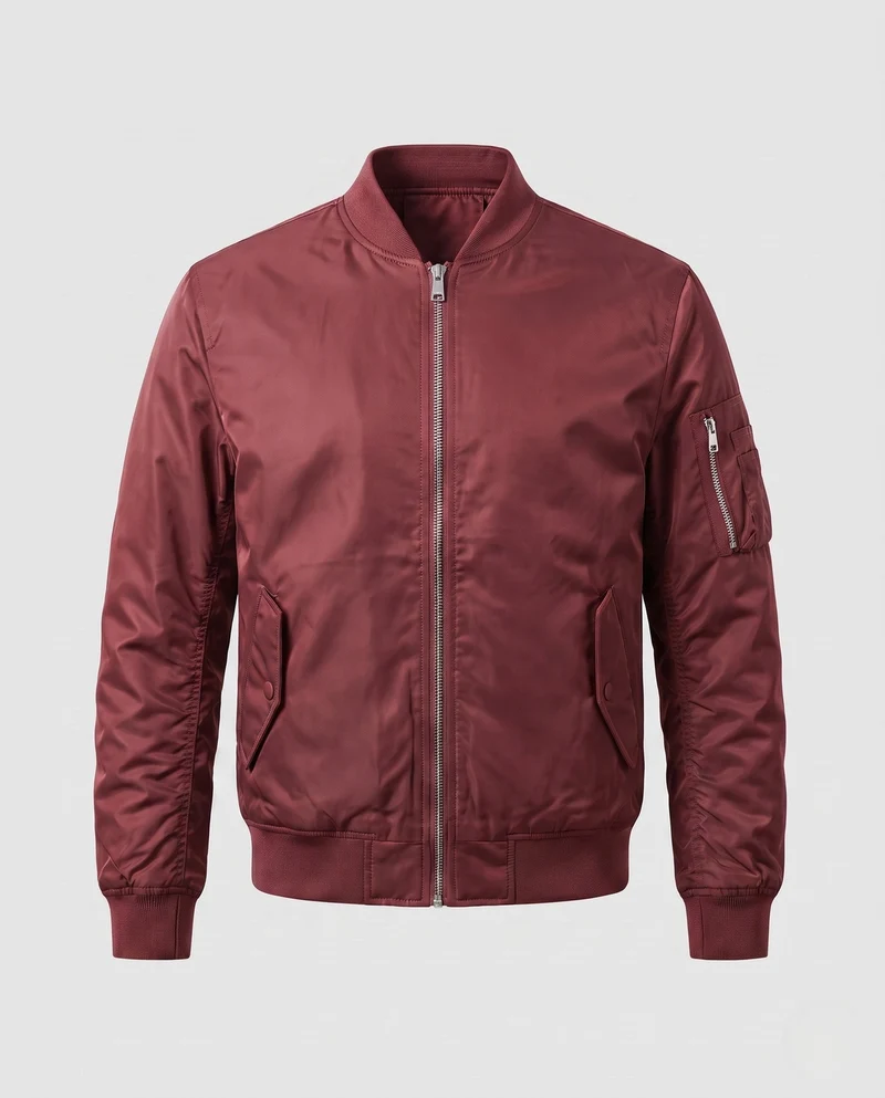 Herren isolierte MA-1 Bomber im Utility-Look mit Armtasche und geripptem Saum Drune