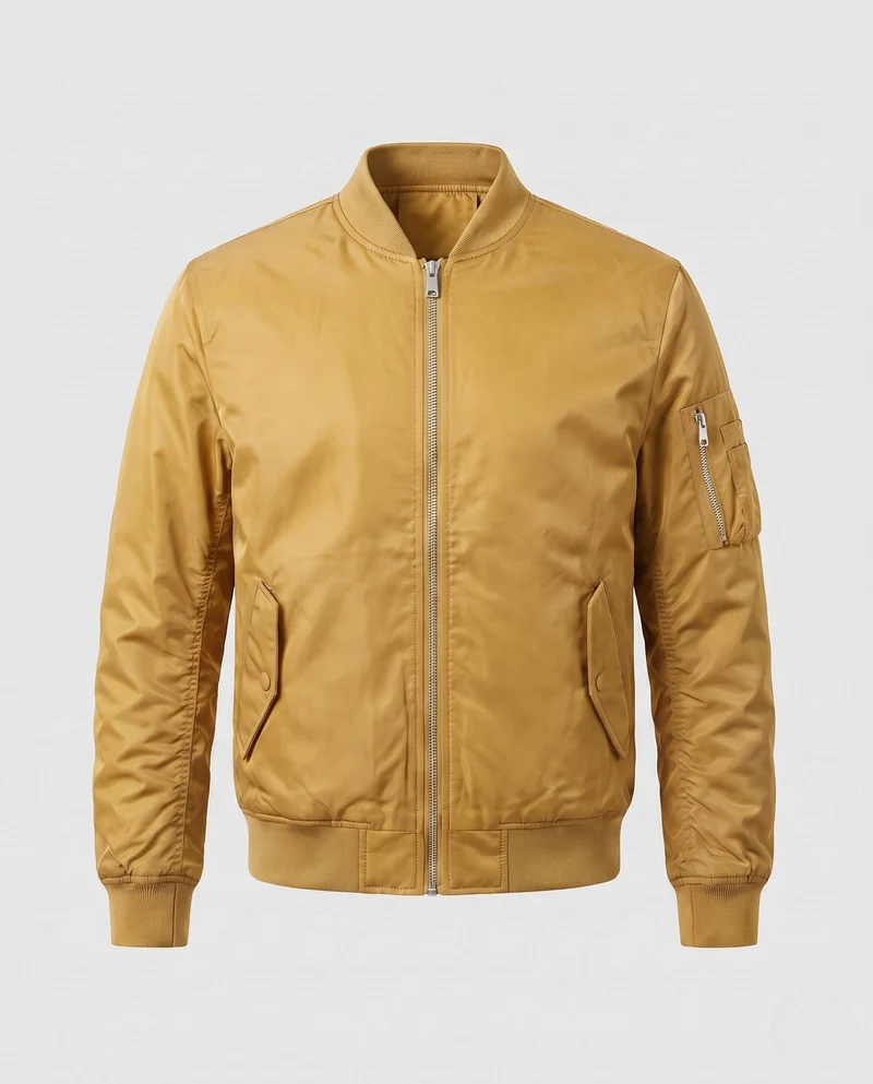 Herren isolierte MA-1 Bomber im Utility-Look mit Armtasche und geripptem Saum Drune