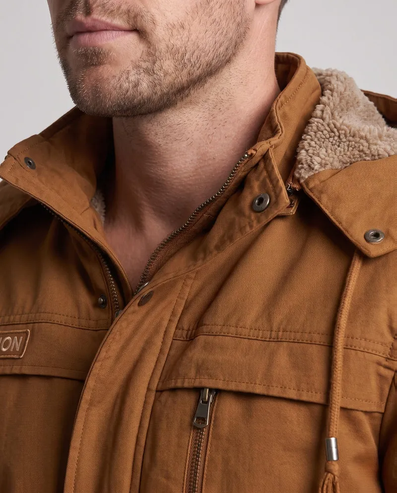 Herren Feldjacke mit Kapuze und Teddy-Futter sowie Multifunktionssch pockets Drune